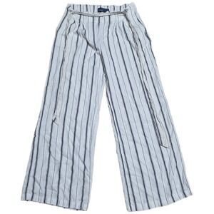 Indigo Rising Wide Leg Palazzo Pants Women's Size L White Striped‎ Linen Blend
